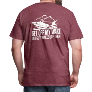 Get Off My Wake Men's Premium T-Shirt - Image on Back, WSS logo on front