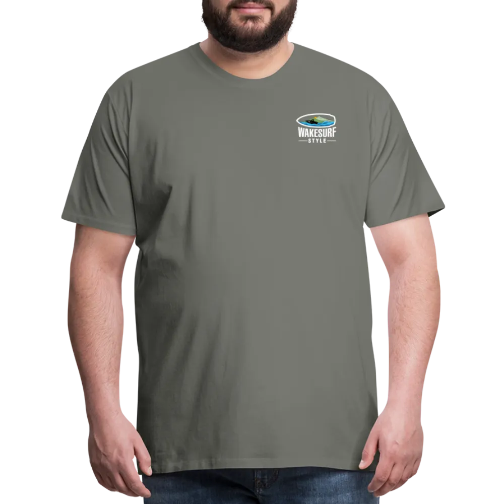 Get Off My Wake Men's Premium T-Shirt - Image on Back, WSS logo on front