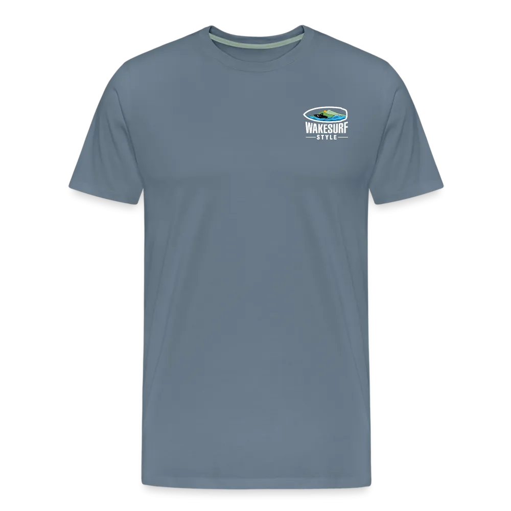 Get Off My Wake Men's Premium T-Shirt - Image on Back, WSS logo on front