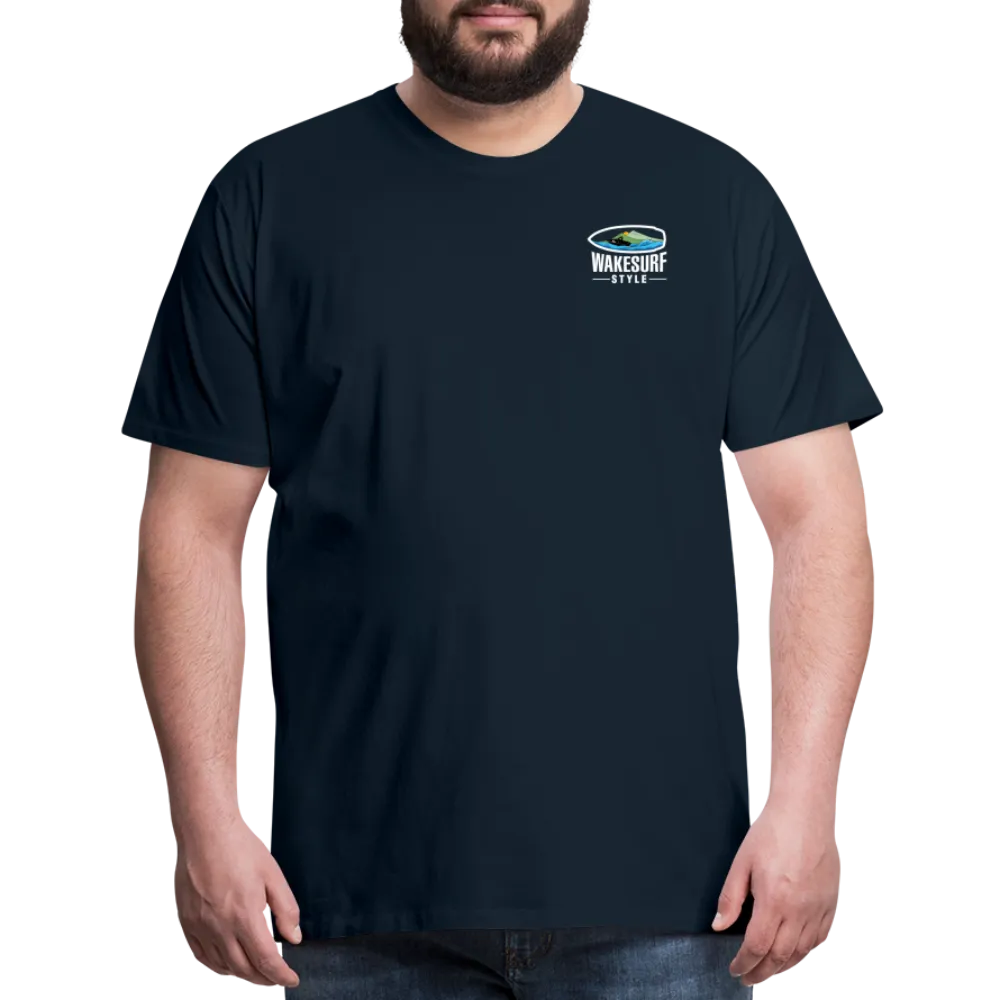 Get Off My Wake Men's Premium T-Shirt - Image on Back, WSS logo on front