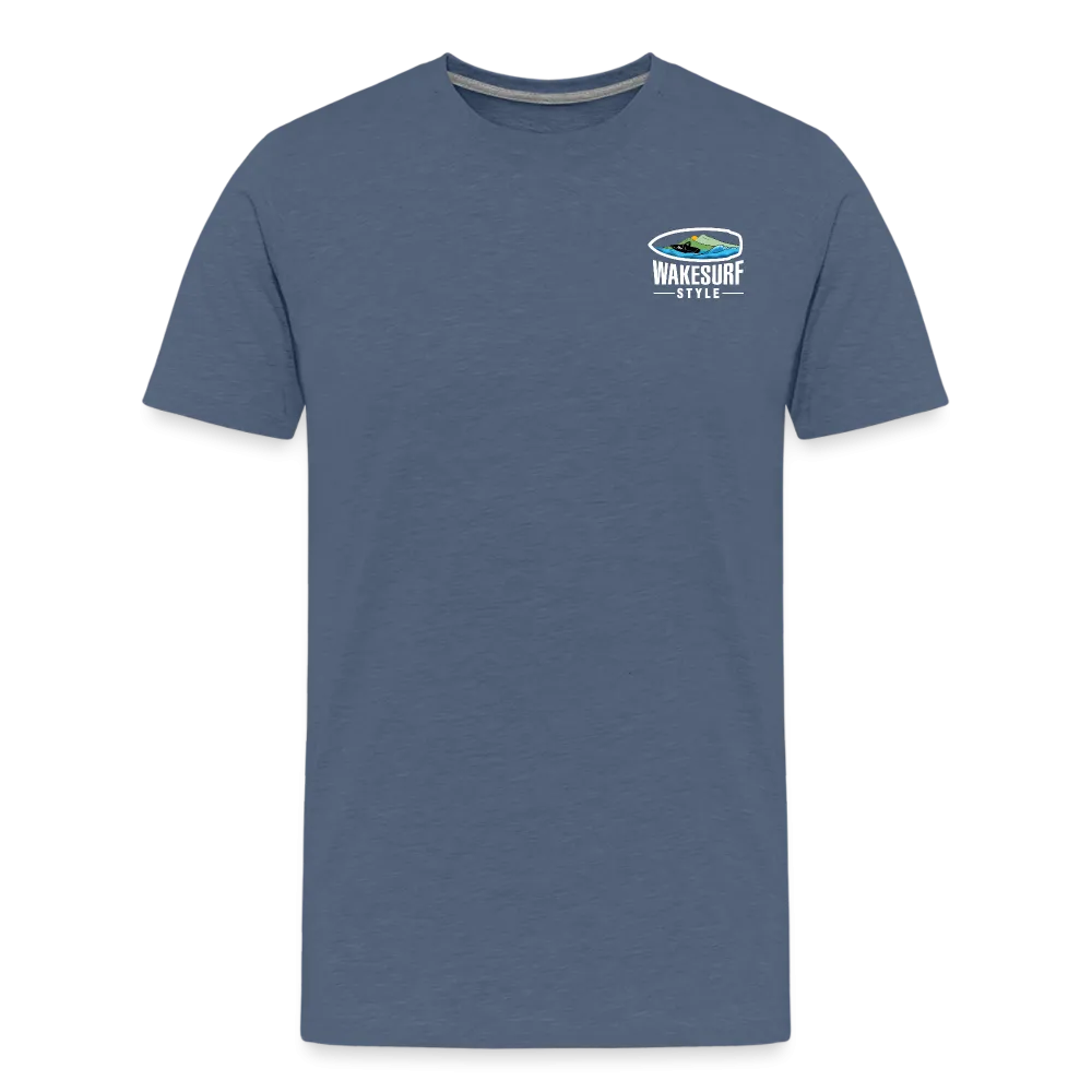 Get Off My Wake Men's Premium T-Shirt - Image on Back, WSS logo on front