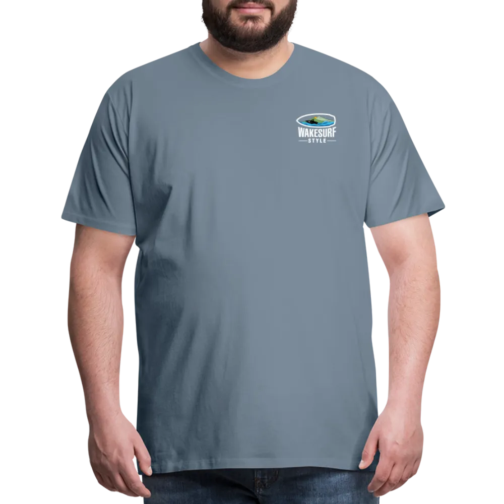 Get Off My Wake Men's Premium T-Shirt - Image on Back, WSS logo on front