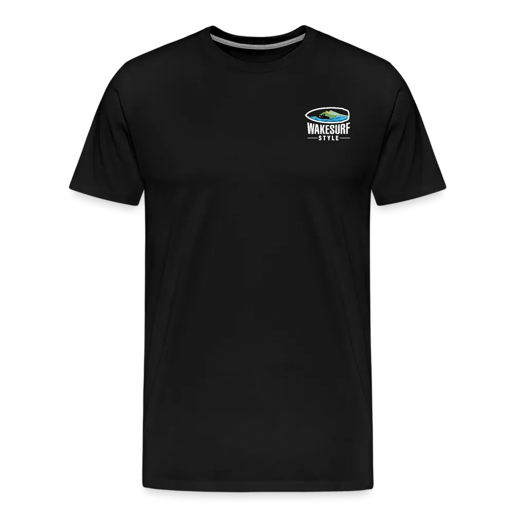 Get Off My Wake Men's Premium T-Shirt - Image on Back, WSS logo on front