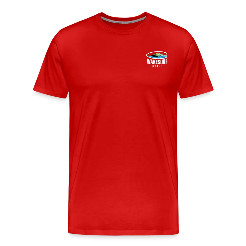 Get Off My Wake Men's Premium T-Shirt - Image on Back, WSS logo on front