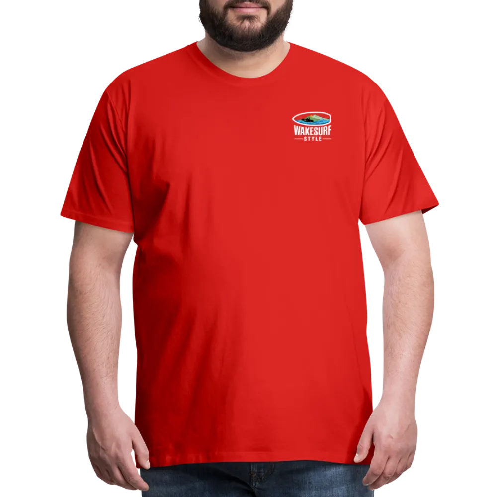 Get Off My Wake Men's Premium T-Shirt - Image on Back, WSS logo on front