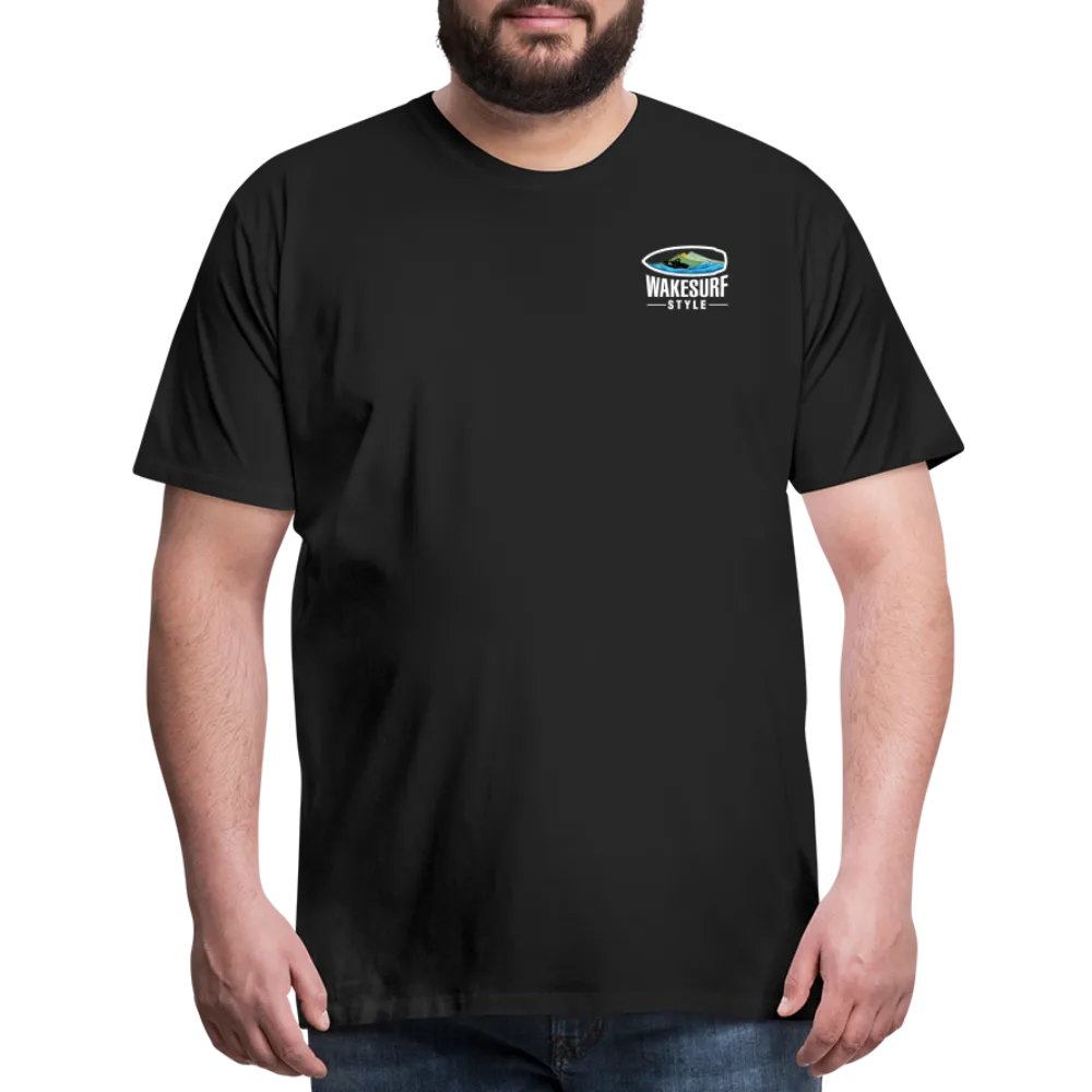 Get Off My Wake Men's Premium T-Shirt - Image on Back, WSS logo on front