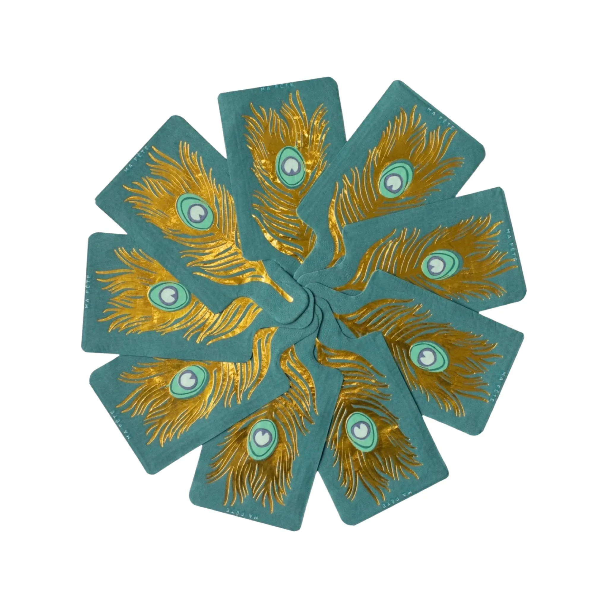 Gold Peacock Feather Paper Napkins