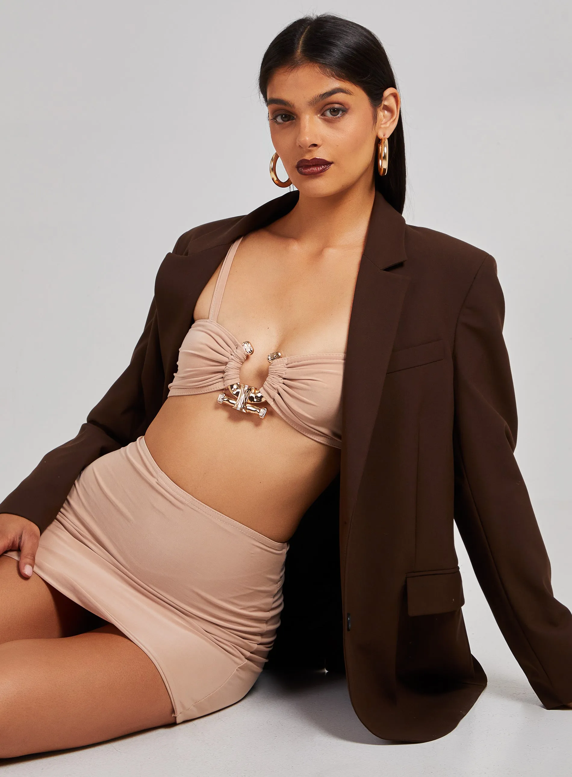 Gold Trim Slinky Crop Top