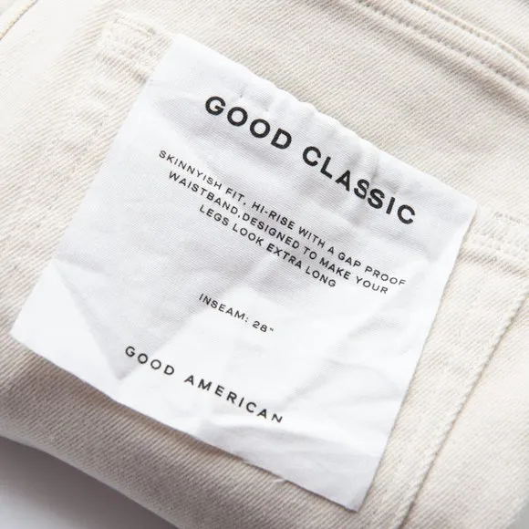 Good American Good Classic Jeans Straight Leg High Waist Cream Size 0/25 New
