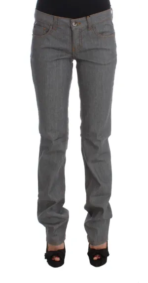 Gray Cotton Regular Fit Denim Jeans