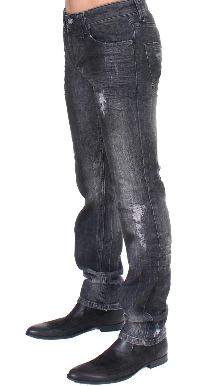 Gray wash straight fit jeans