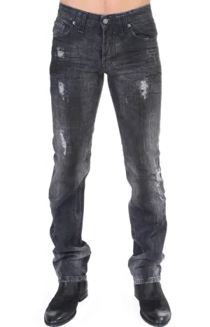 Gray wash straight fit jeans