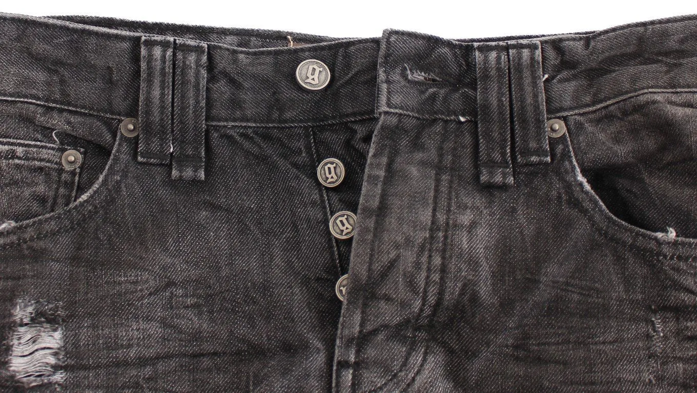 Gray wash straight fit jeans
