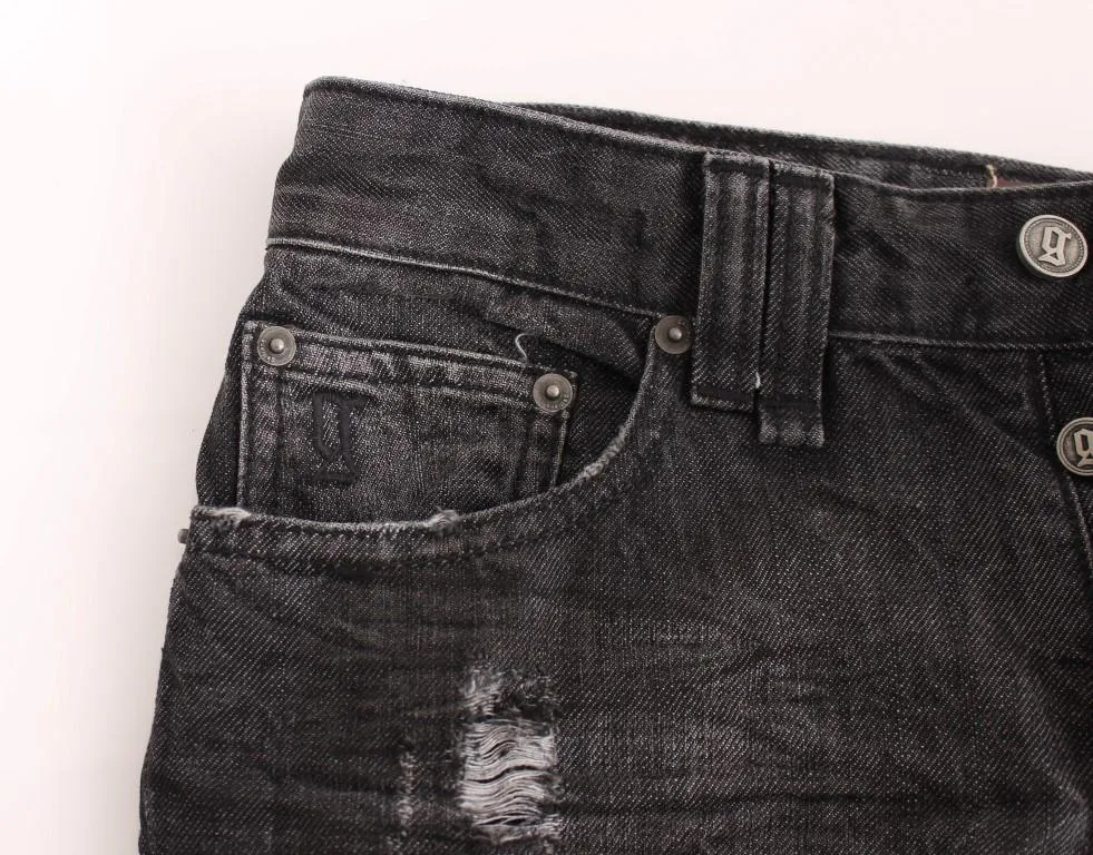Gray wash straight fit jeans