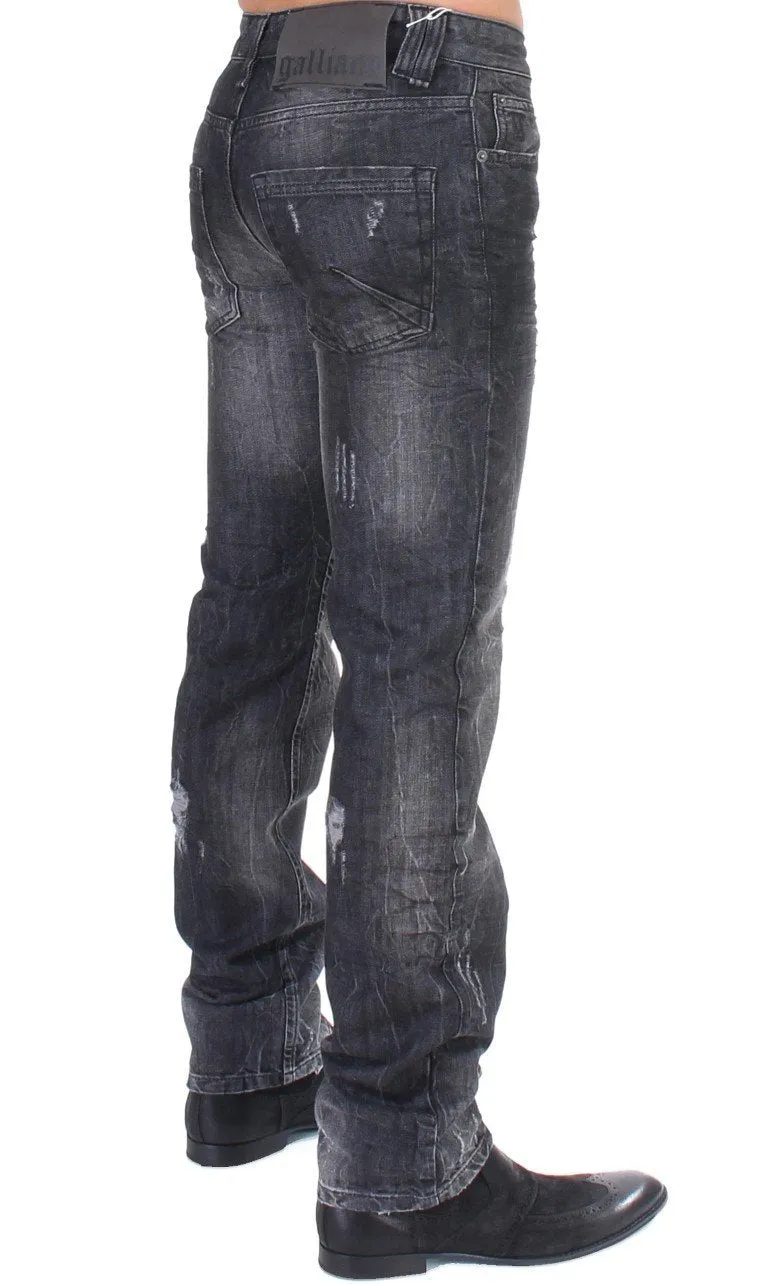 Gray wash straight fit jeans