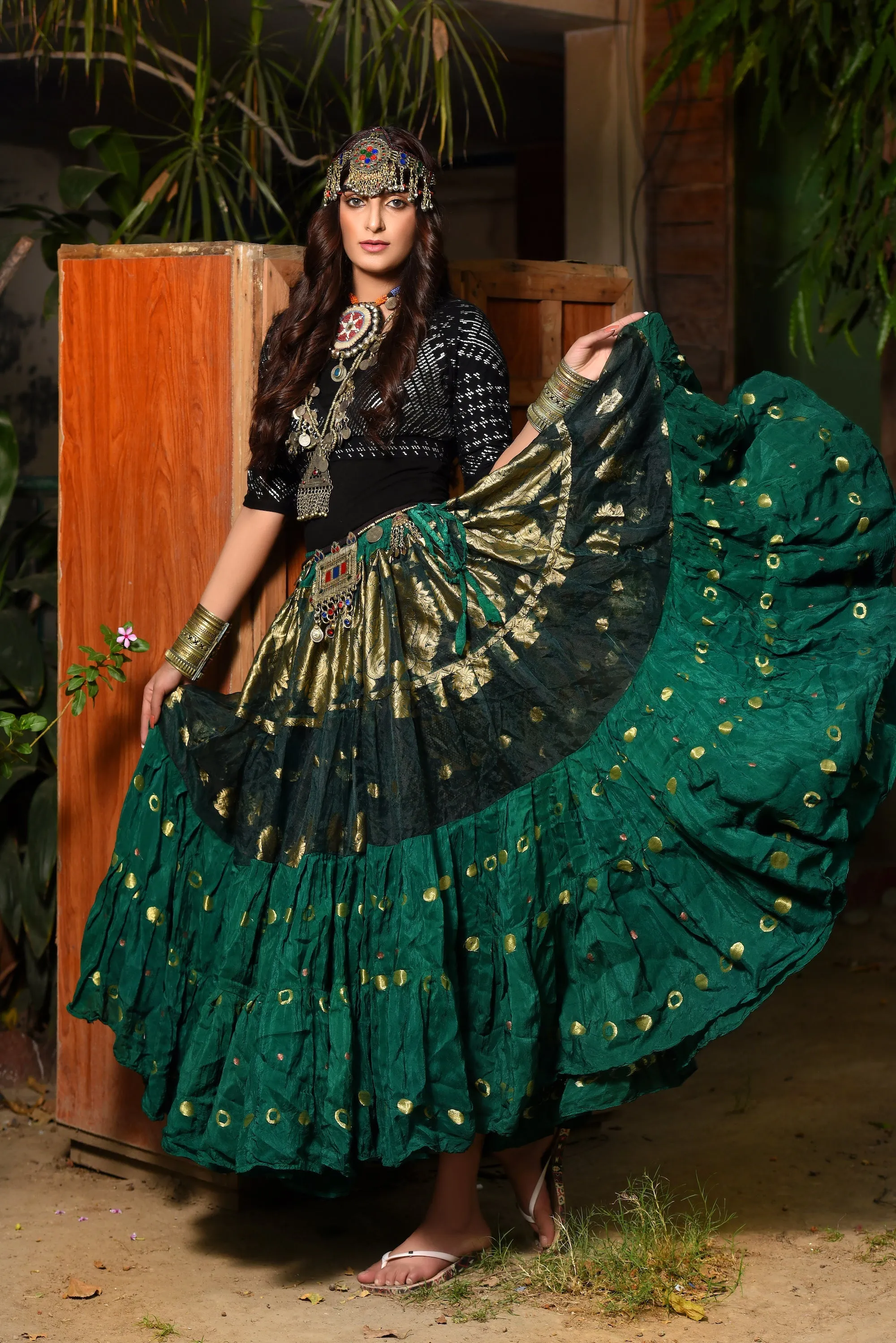 Green banarsi skirt WLS
