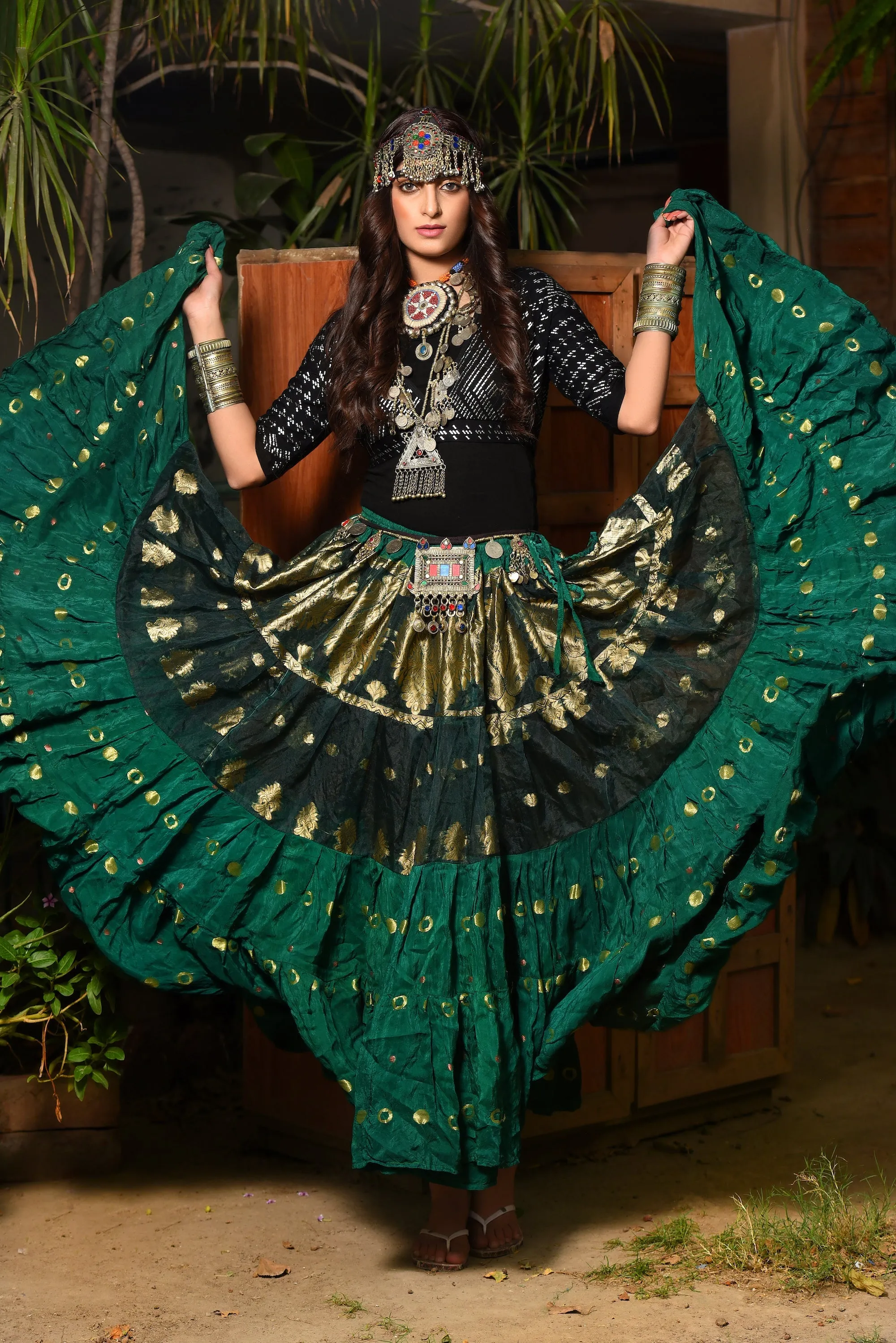 Green banarsi skirt WLS
