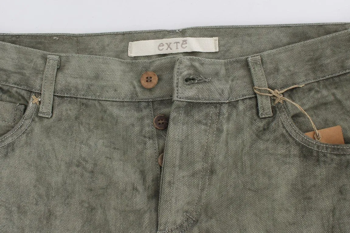 Green Cotton Regular Fit Jeans