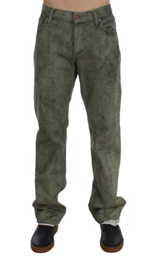 Green Cotton Regular Fit Jeans