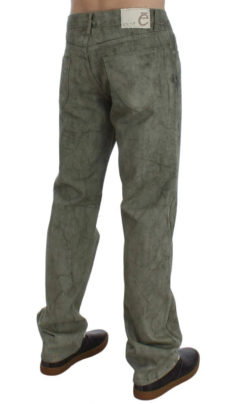 Green Cotton Regular Fit Jeans