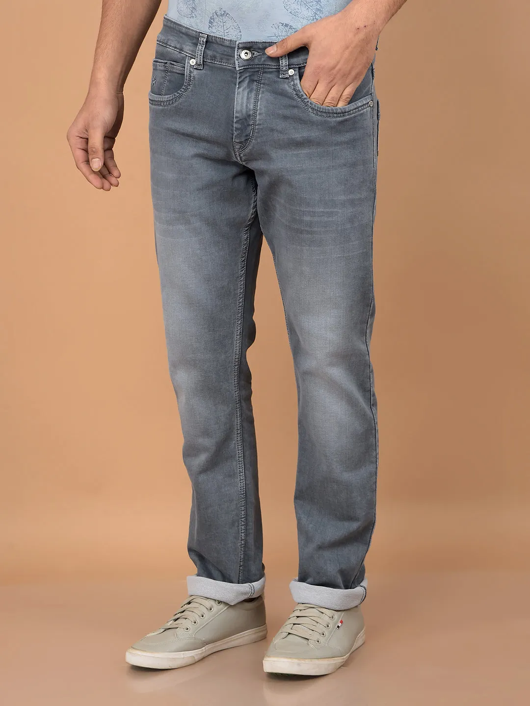 Grey Straight Jeans