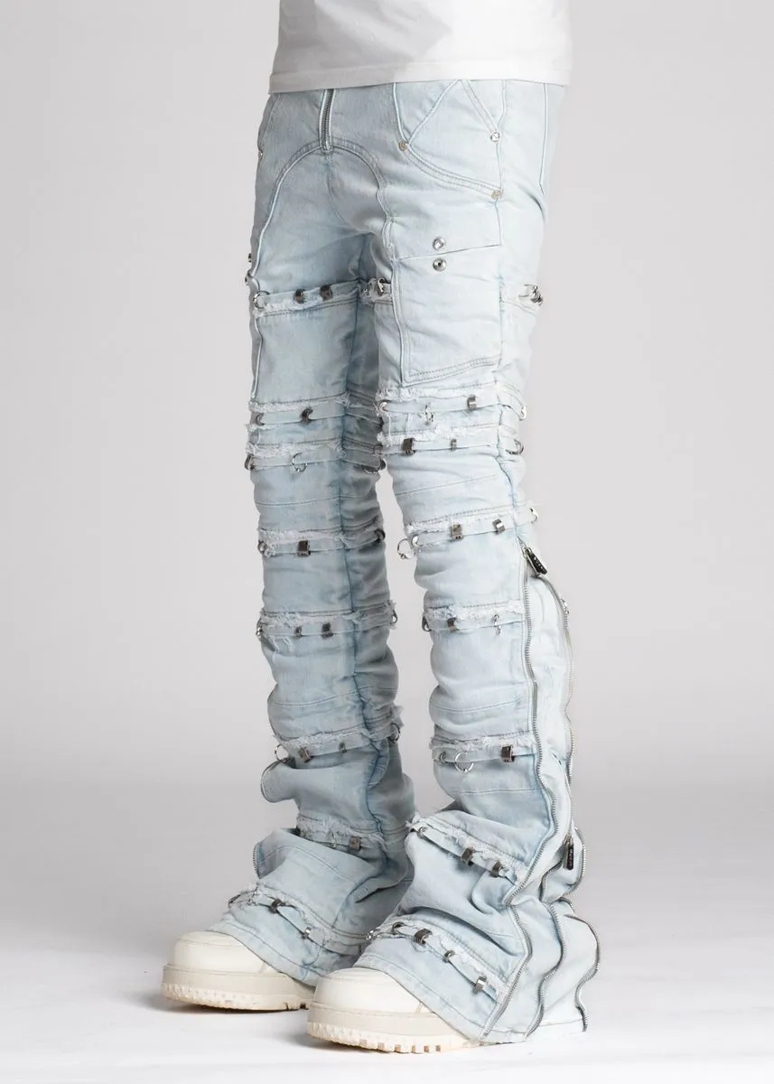 GUAPI Aqua Blue Stacked Piercing Denim (Aqua Blue)