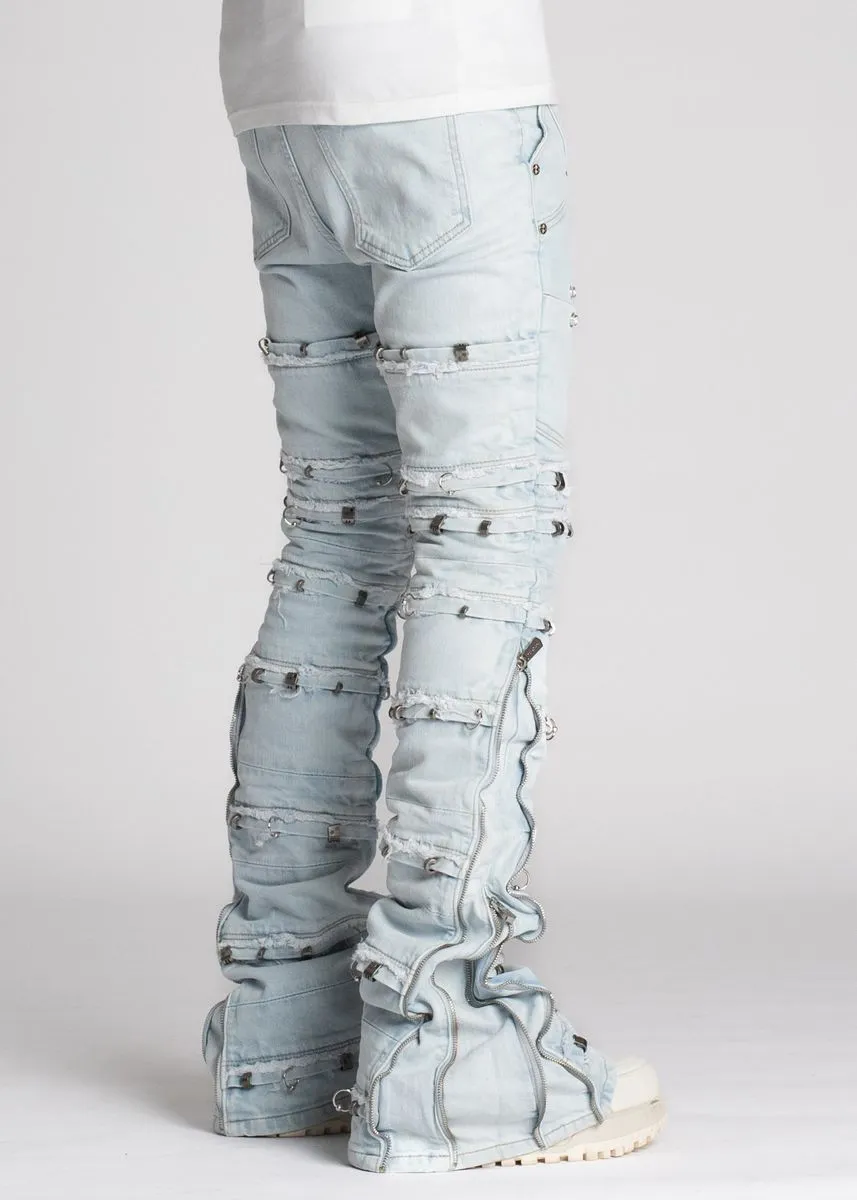 GUAPI Aqua Blue Stacked Piercing Denim (Aqua Blue)