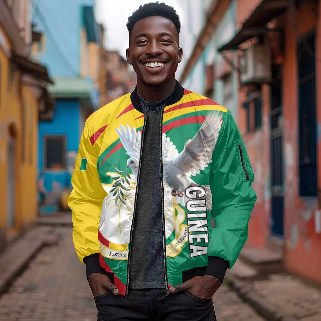 Guinea Sleeve Zip Bomber Jacket Coat Of Arms With Pigeon - Kente Pattern LT15