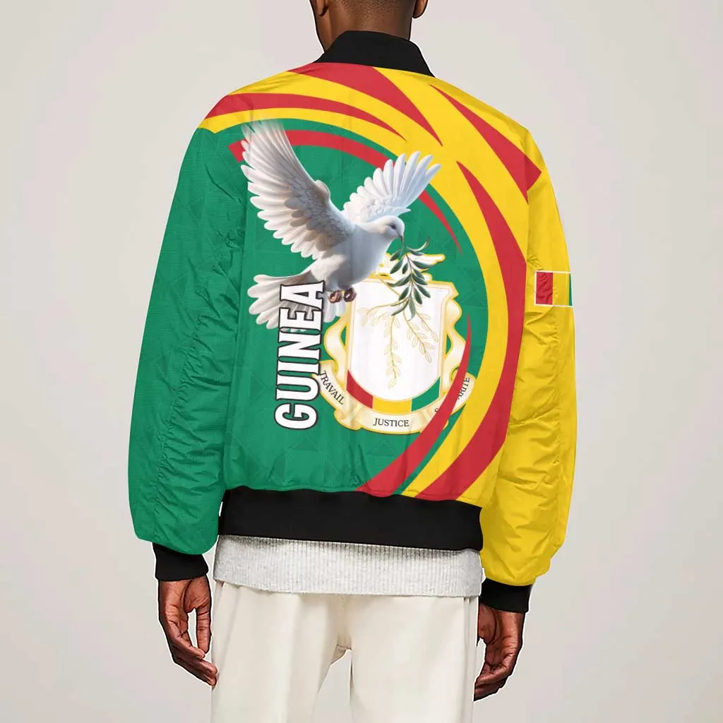 Guinea Sleeve Zip Bomber Jacket Coat Of Arms With Pigeon - Kente Pattern LT15