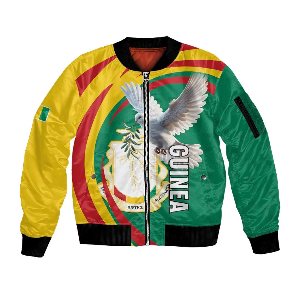 Guinea Sleeve Zip Bomber Jacket Coat Of Arms With Pigeon - Kente Pattern LT15