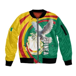 Guinea Sleeve Zip Bomber Jacket Coat Of Arms With Pigeon - Kente Pattern LT15