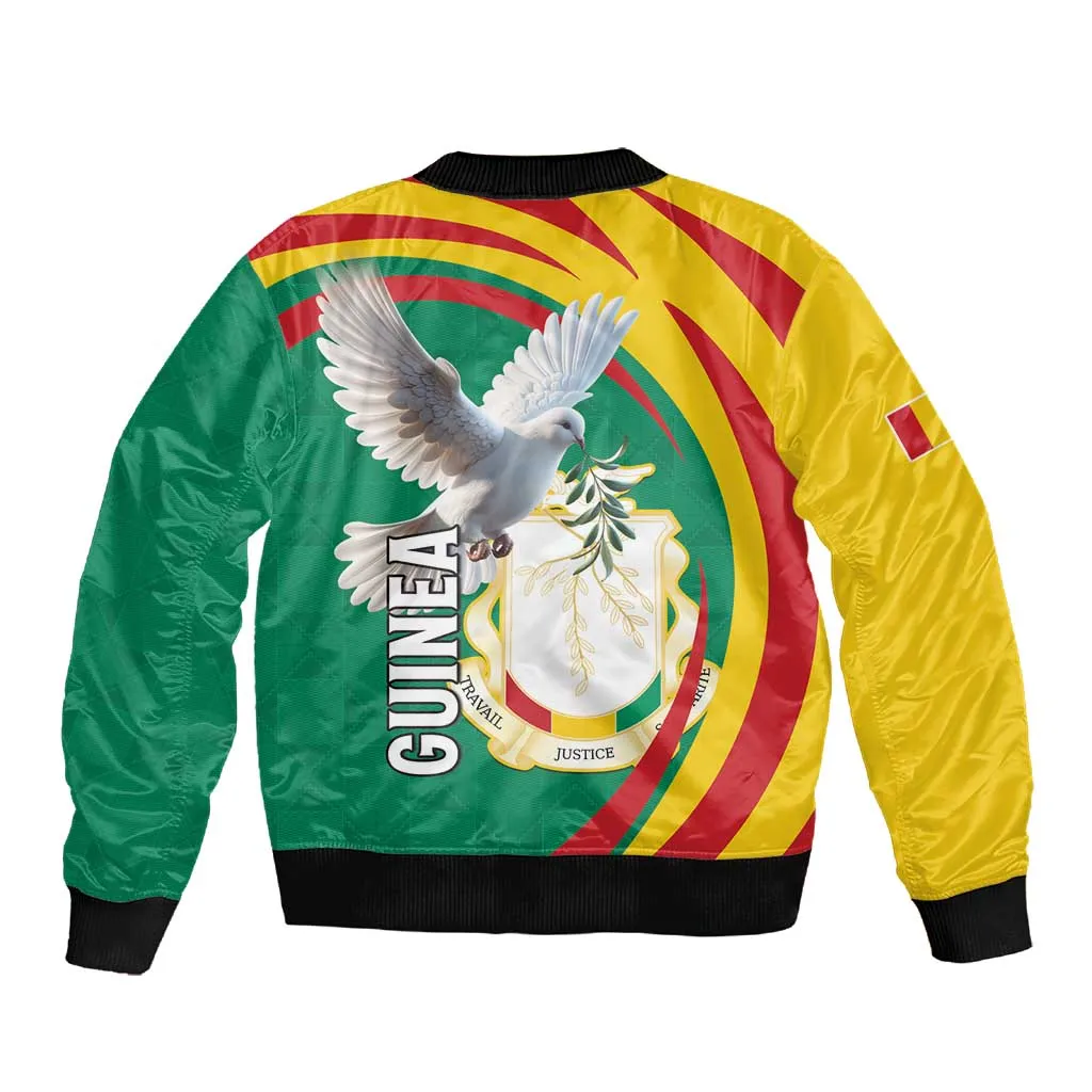 Guinea Sleeve Zip Bomber Jacket Coat Of Arms With Pigeon - Kente Pattern LT15