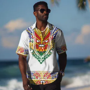 Haiti Flag Hawaiian Shirt Traditional Dashiki White Color LT03