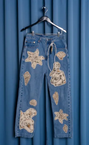 Hand Painted 'Shell' Jeans - 31 Waist
