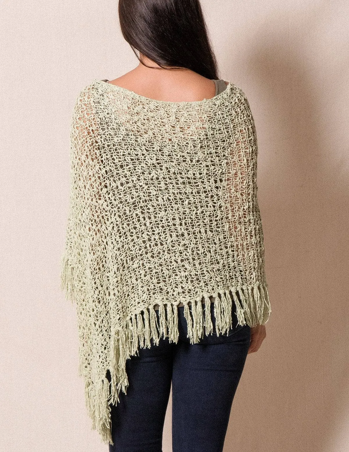 Handwoven Riva Knit Fringe Poncho