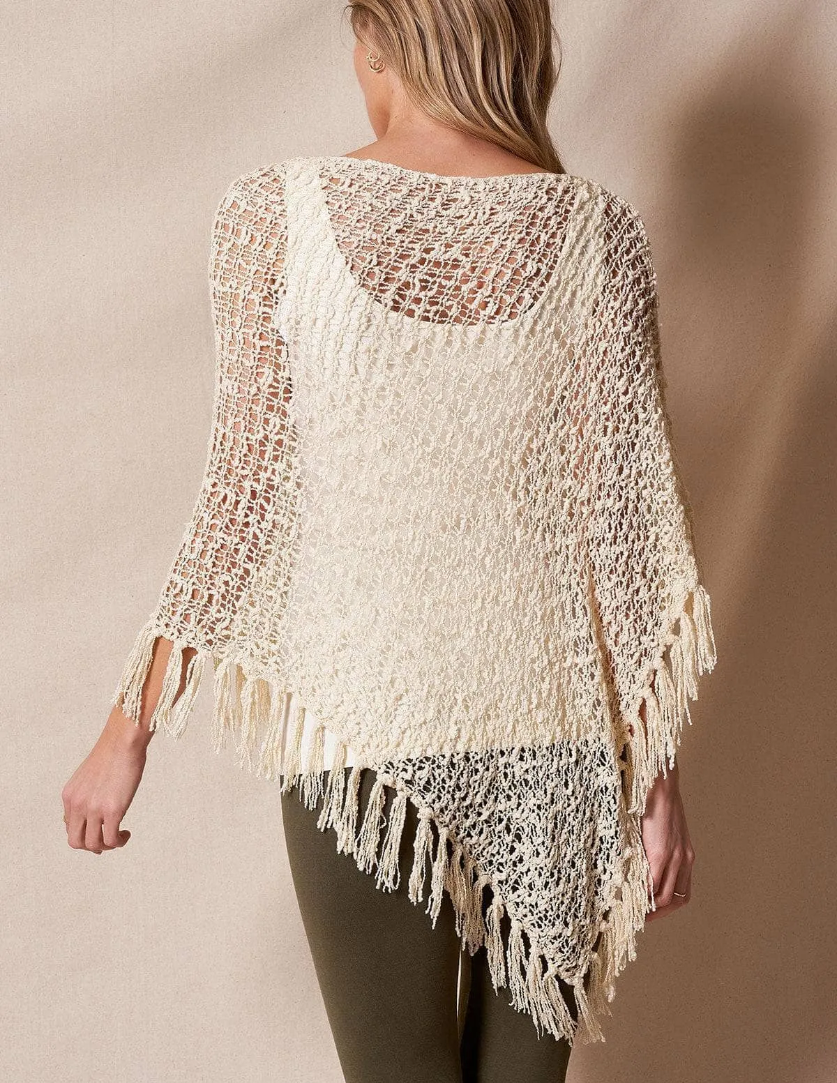 Handwoven Riva Knit Fringe Poncho