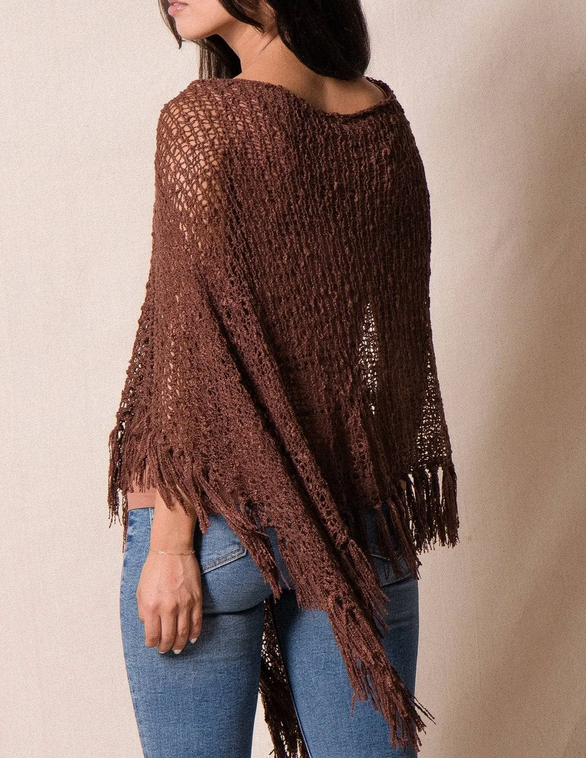 Handwoven Riva Knit Fringe Poncho