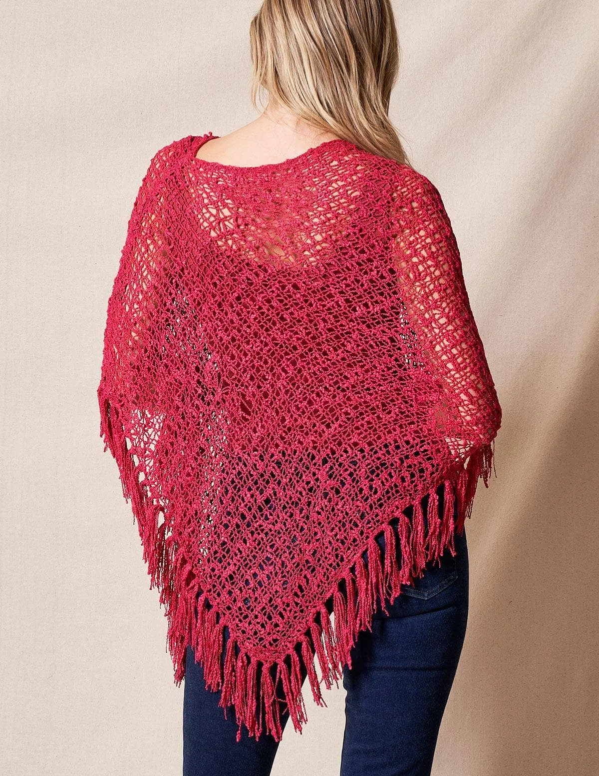 Handwoven Riva Knit Fringe Poncho