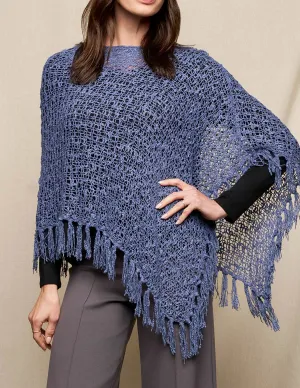 Handwoven Riva Knit Fringe Poncho
