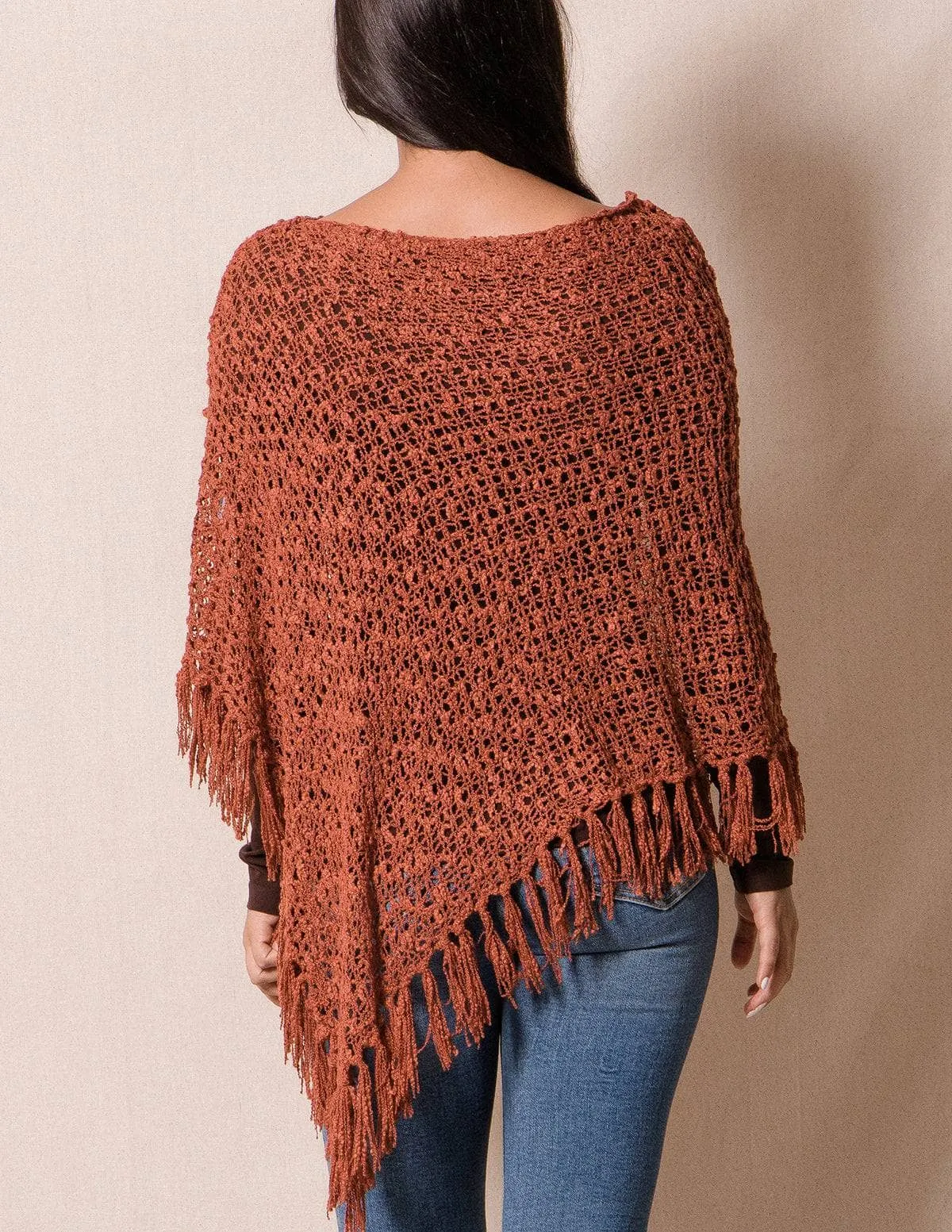 Handwoven Riva Knit Fringe Poncho