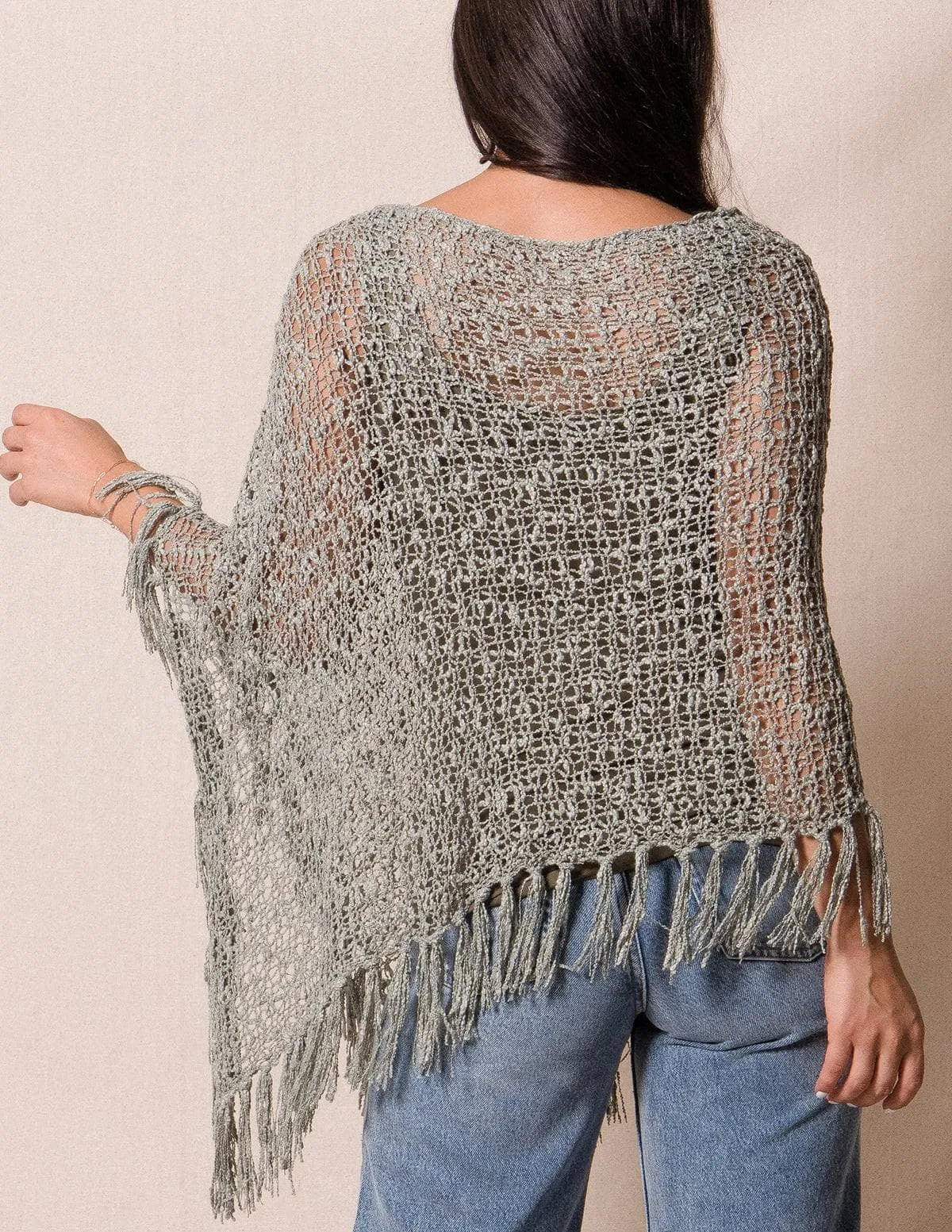 Handwoven Riva Knit Fringe Poncho