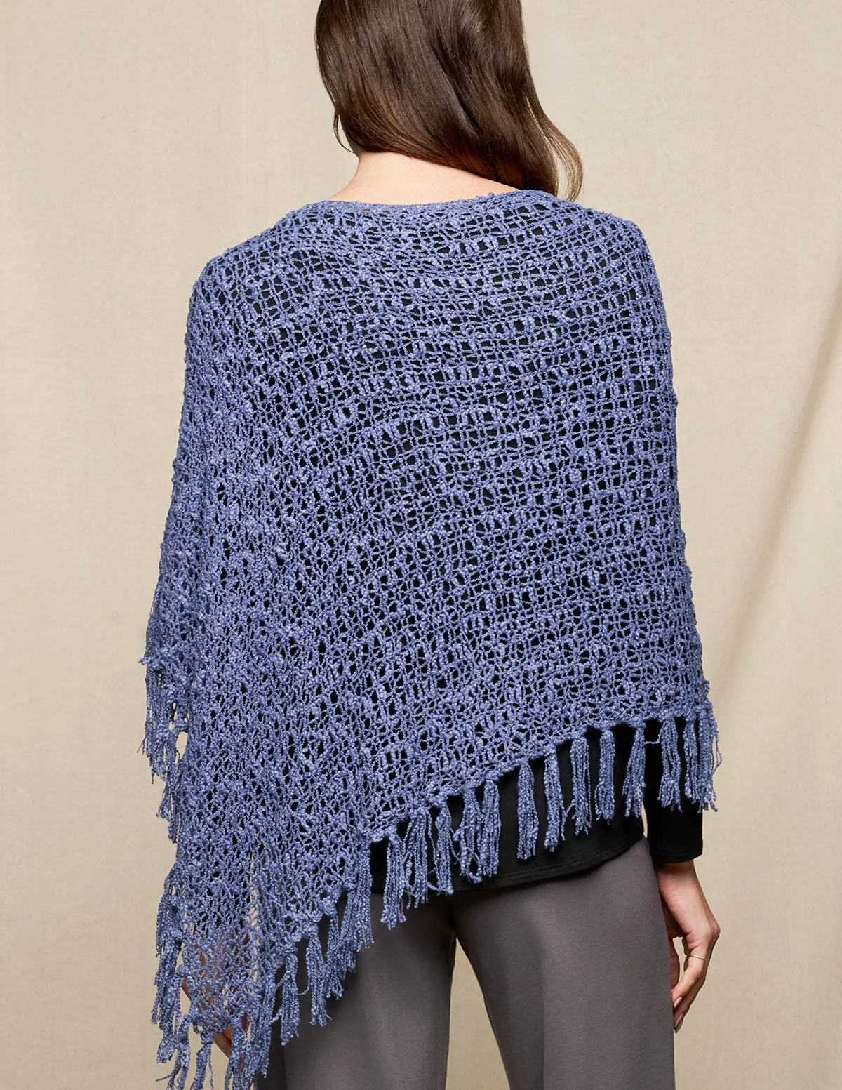 Handwoven Riva Knit Fringe Poncho