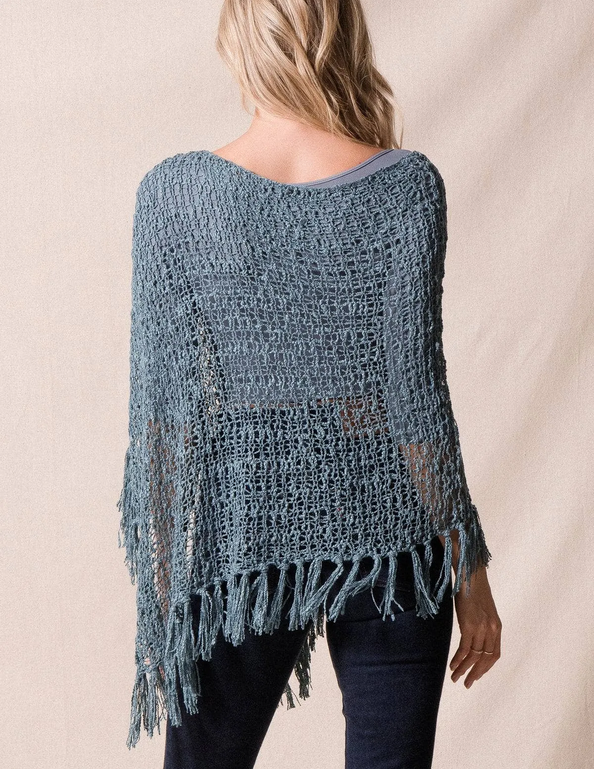 Handwoven Riva Knit Fringe Poncho