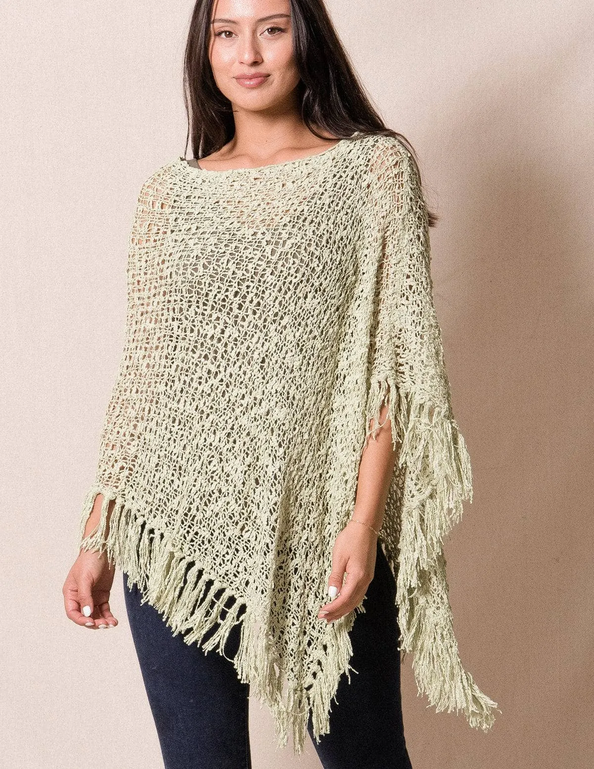 Handwoven Riva Knit Fringe Poncho
