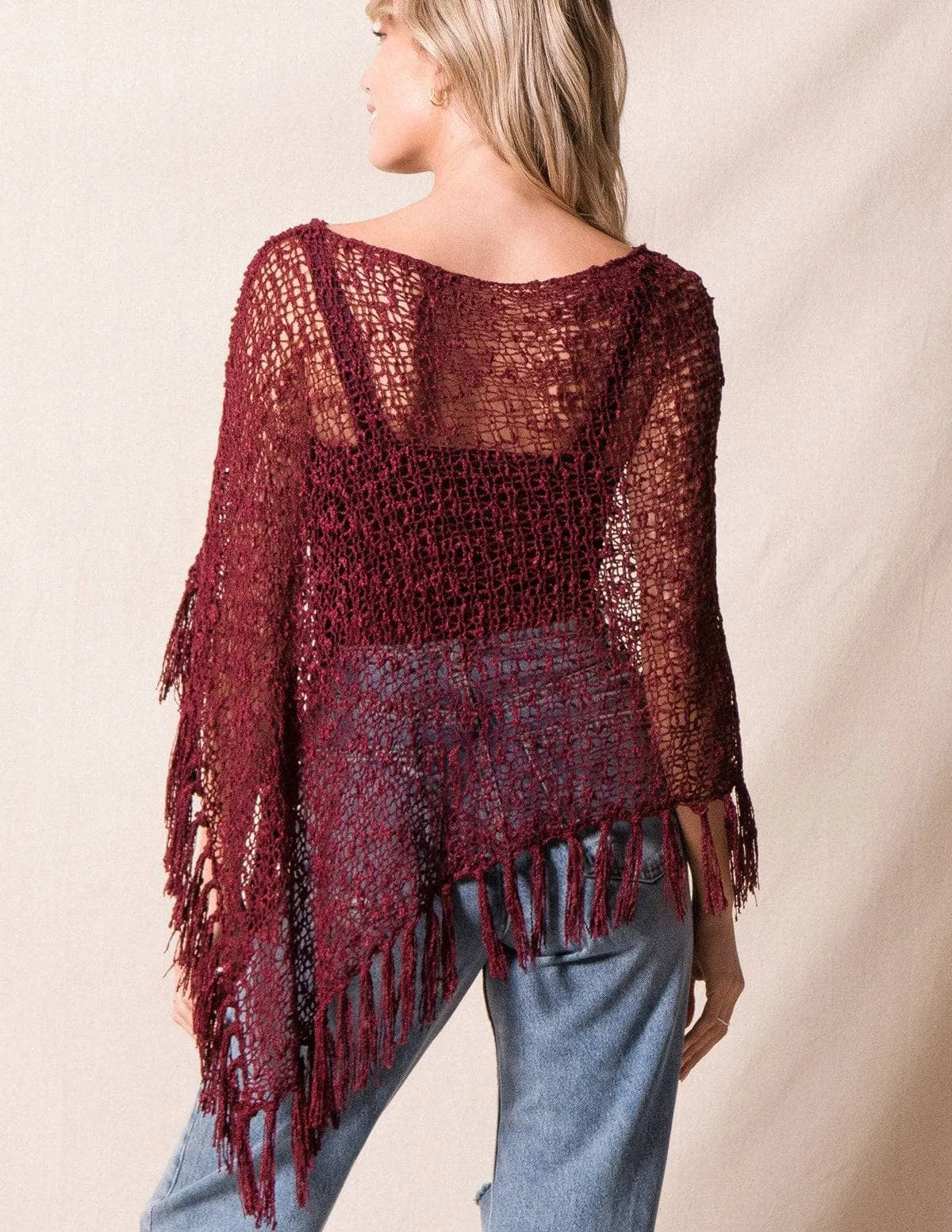 Handwoven Riva Knit Fringe Poncho