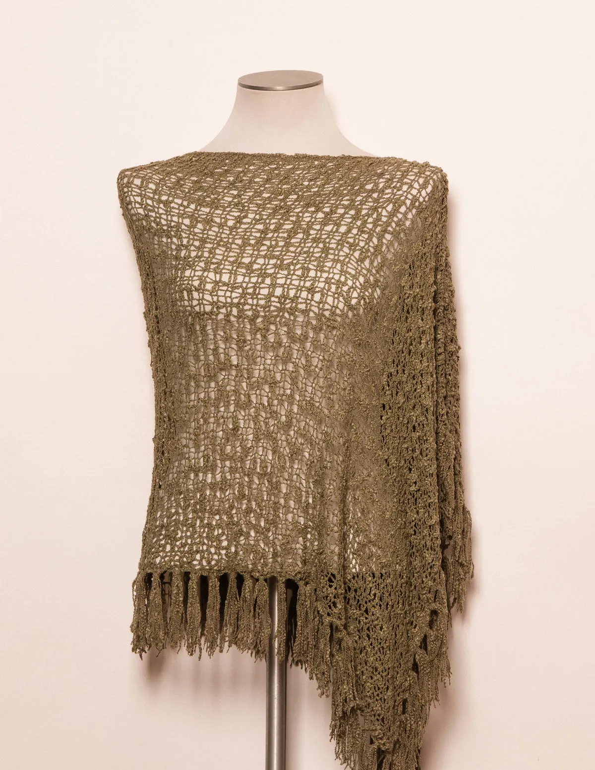 Handwoven Riva Knit Fringe Poncho