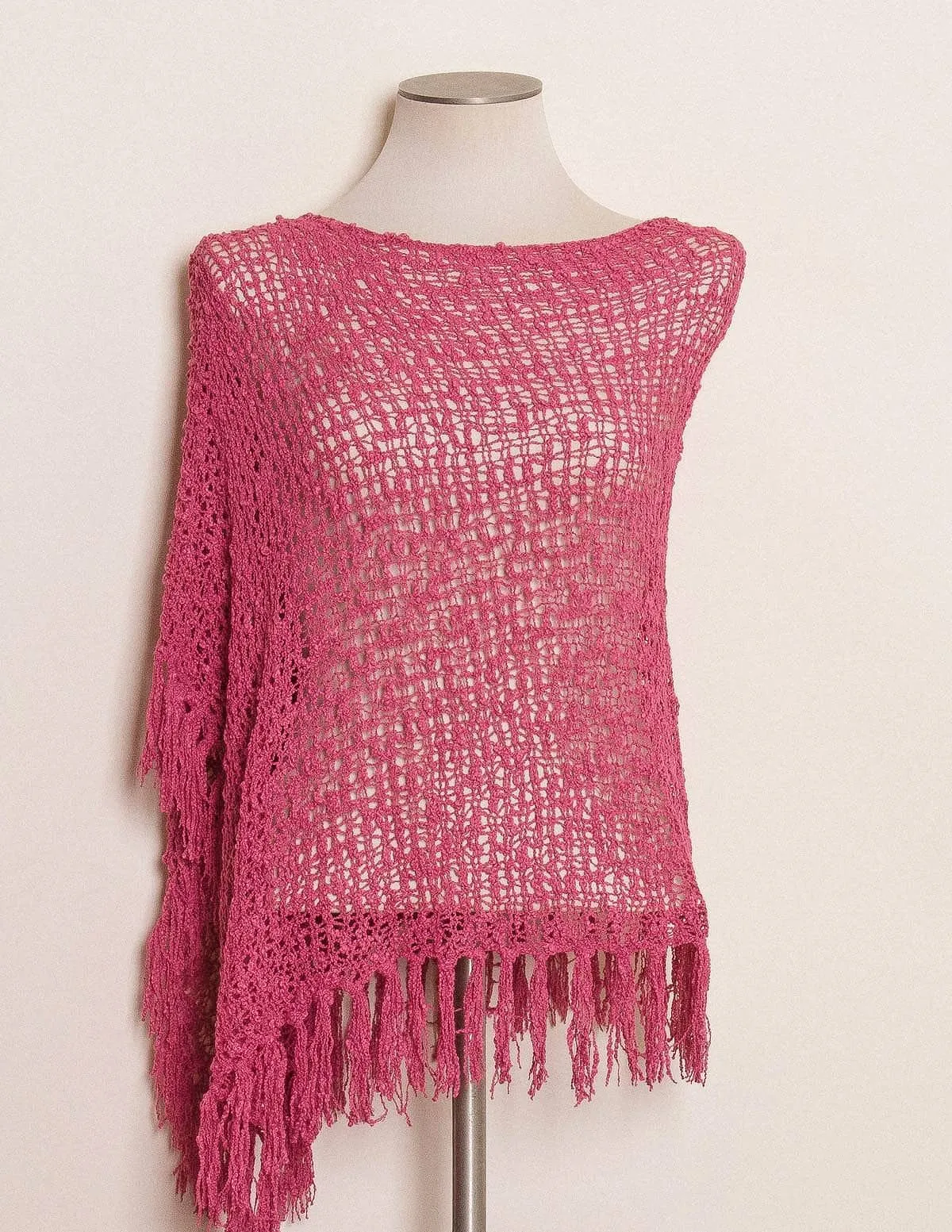 Handwoven Riva Knit Fringe Poncho