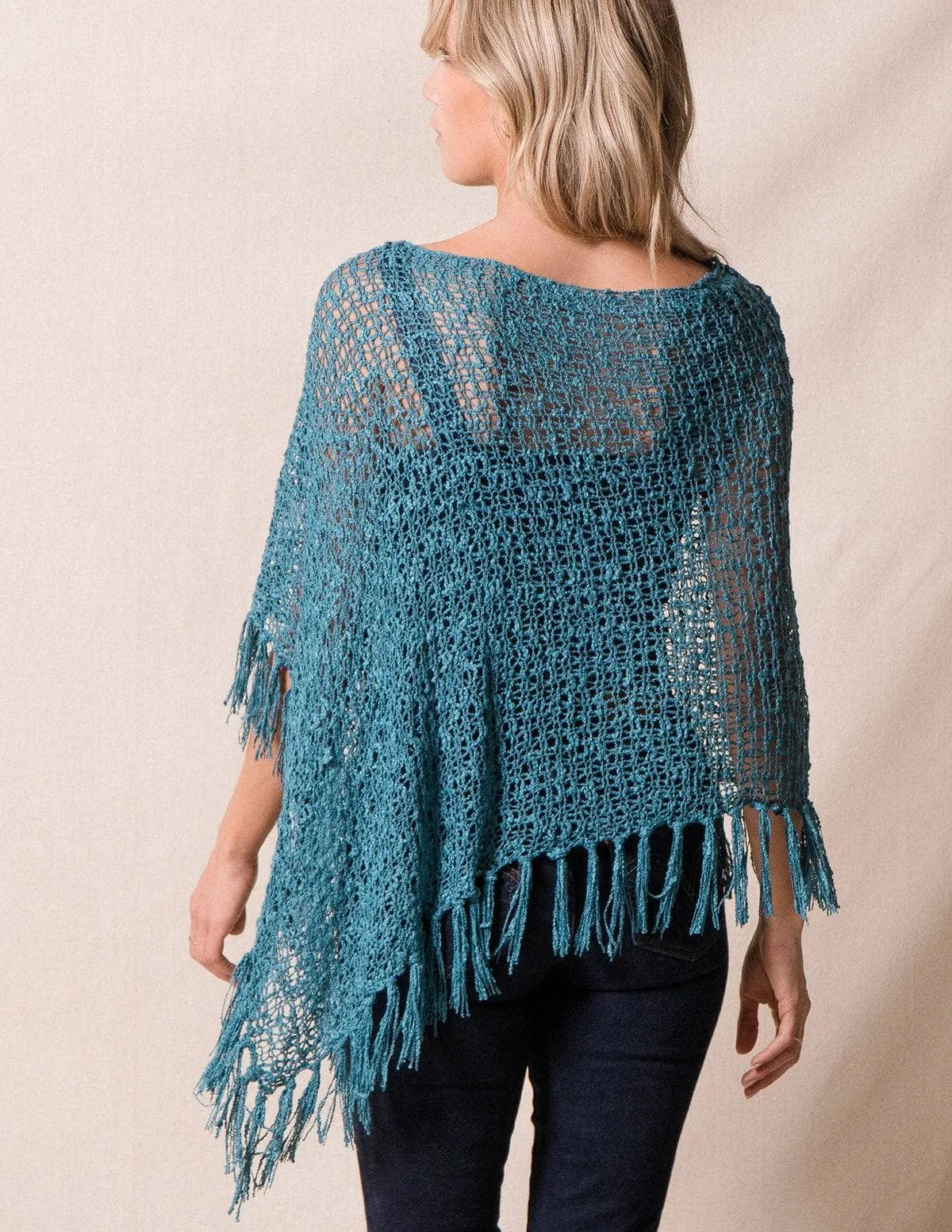 Handwoven Riva Knit Fringe Poncho