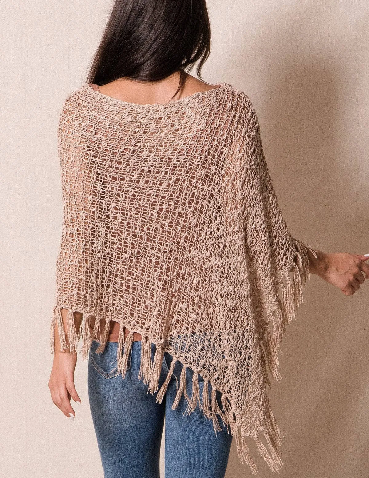 Handwoven Riva Knit Fringe Poncho