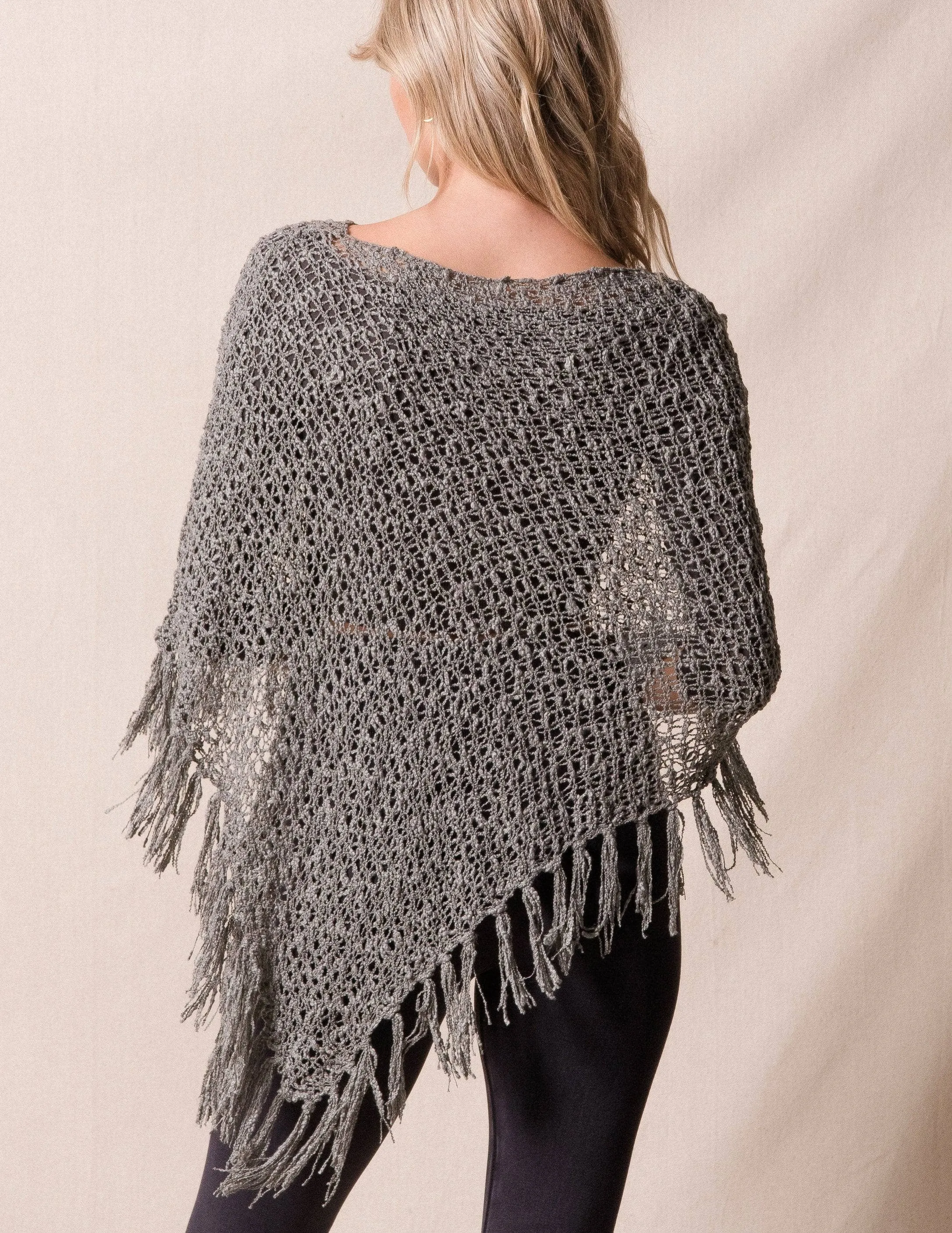 Handwoven Riva Knit Fringe Poncho